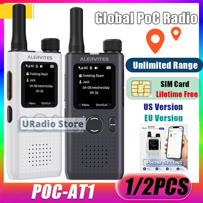 ALERVITES PoC AT1 Global Mini Walkie Talkie Baofeng Radio 4G APP Setting Type-C Charging Ultra-light Thin Single Call Nationwide