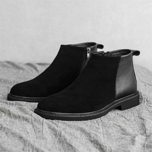 New Arrival Suede Leather Mens Chelsea Boots Comfortable Slip on Biker Boot Elegantes High Top Shoes Business Male Ankle Botas