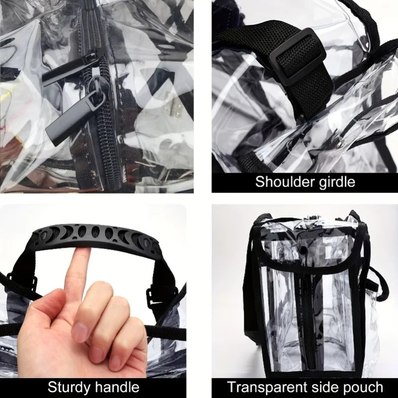 PVC Transparent Cosmetic Bag Waterproof Large Capacity Travel Organizer Multifunctional Beach Swimming Storage Shoulder Tote