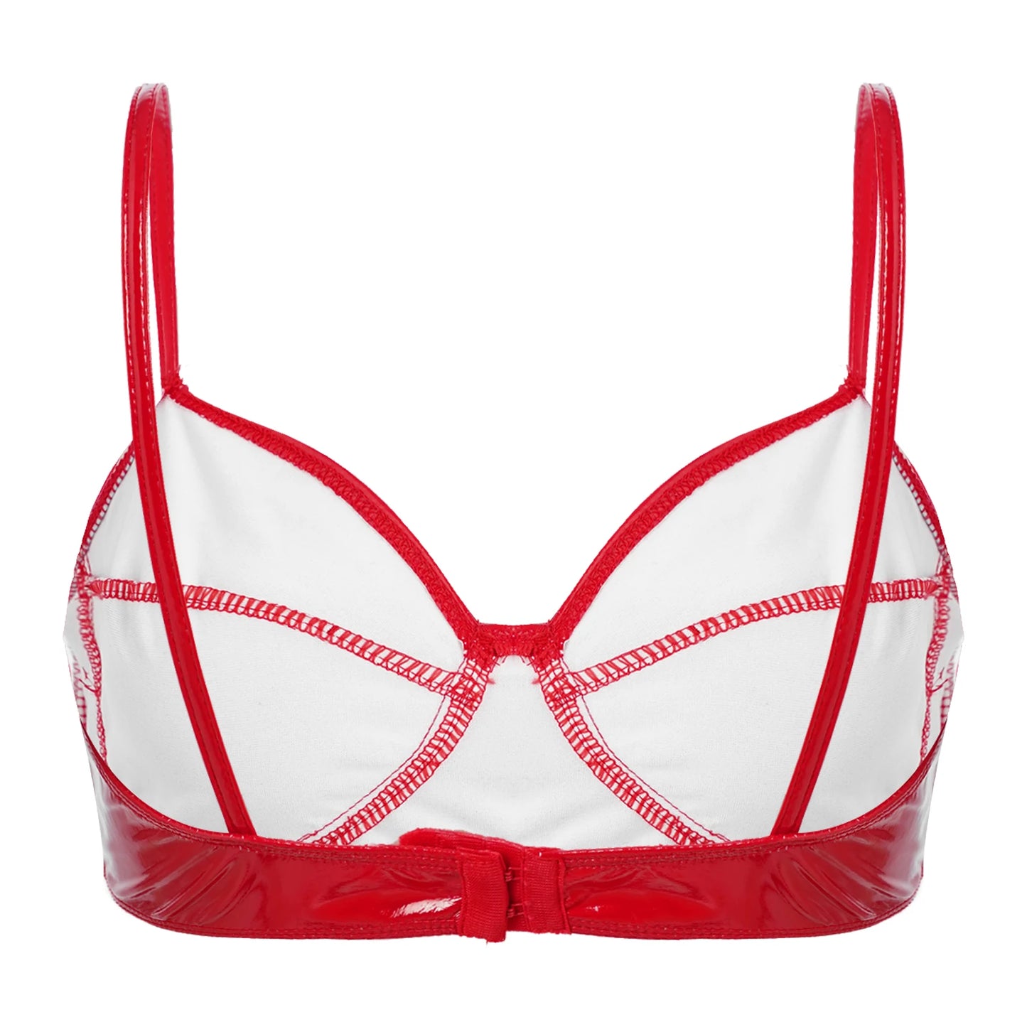 Womens Sexy Belly Dancing Clubwear Wetlook Glossy Patent Leather Bra Top Lingerie Nightclub Rave Outfit Pole Dance Bra Brassiere
