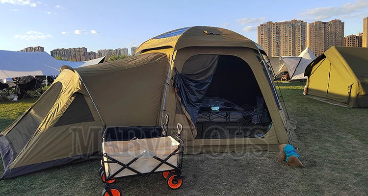 Hot Selling Large Connectable Big Family Camping Tent Dia. 460cm Geodesic Dome Tent with Modular Pod Tent Design 5 Bedrooms