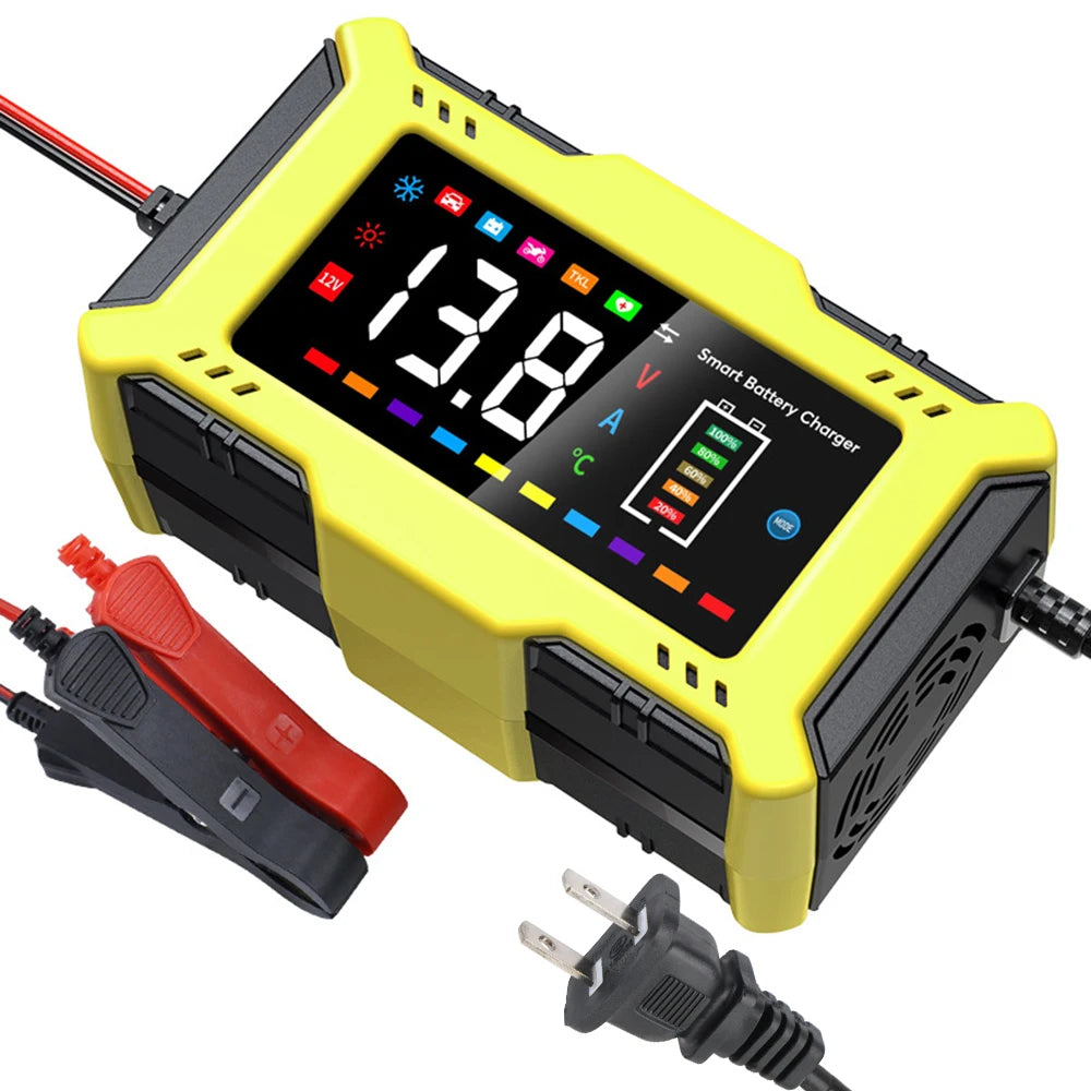 Car Battery Charger Intelligent Smart Battery Charging Universal 12V 10A/6A Fast Power Charging Pulse Repair Tools For SUV Motorcycle Truck RV
