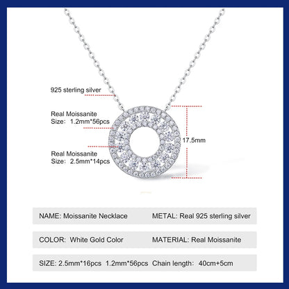 Full Moissanite Pendant Necklace 925 Sterling Silver 18k Gold Plated Diamond Clavicle Chain for Women Wedding Jewelry collares