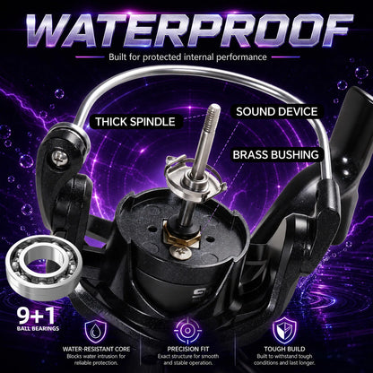 Sougayilang Spinning Reel 1000-4000 Serie 9+1BB 5.2:1 Gear Ratio CNC Aluminum Spool Waterproof Saltwater Freshwater Fishing Reel