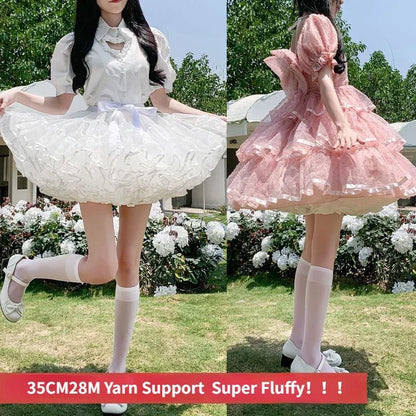 Multi-layer Ruffled Petticoats For Women Fluffy Bubble Skirt Crinoline Underskirt No Hoop Boneless Lolita Puffy Skirt Mini Skirt