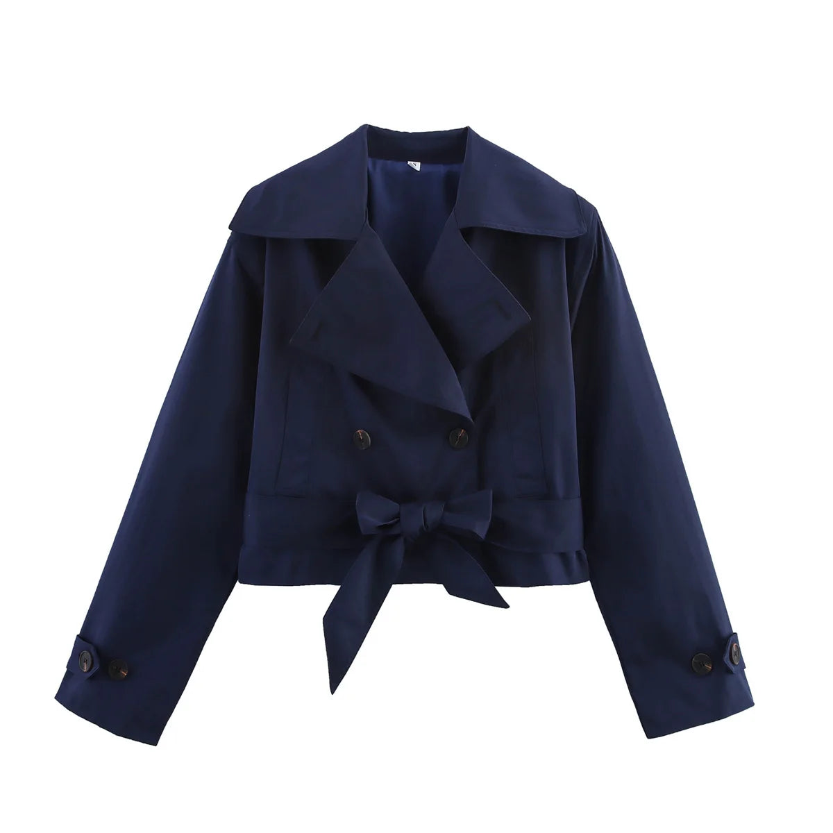 SLTNX 2026 New Women's British Wind Trench Coat Style Double-breasted Long Sleeve Belt Lapel Jacket Short Coat
