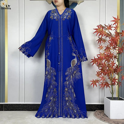 New Style Fashion Dubai Muslim Women Dress Elegant Arabic Femme Hijab Long Sleeve Chiffon Diamond Abaya Islamic Turkey Clothing