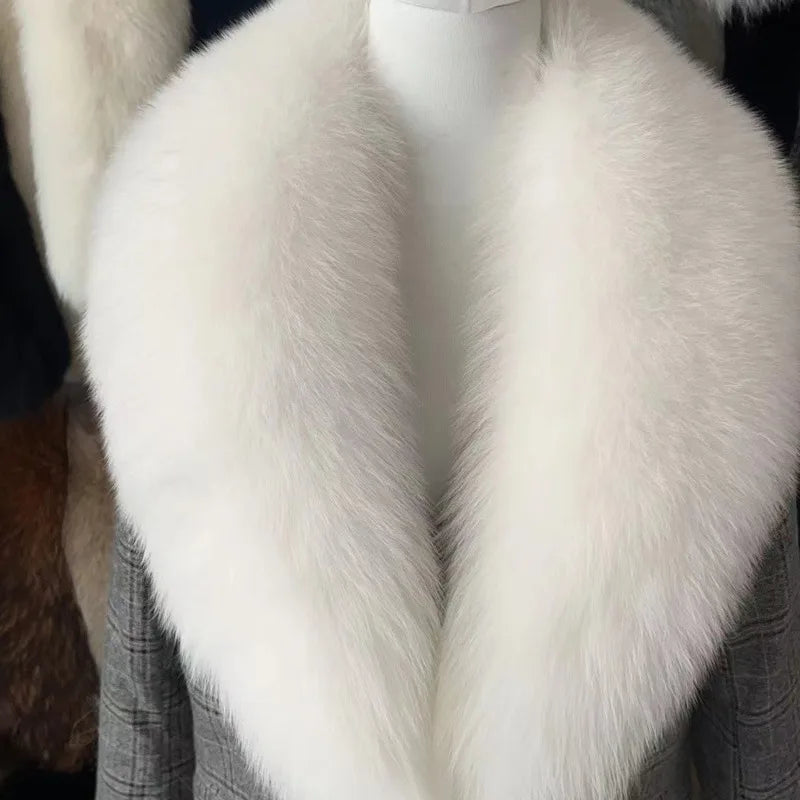 Winter Real Fox Fur Collar Woman Furry Natural Raccoon Fur Scarf Shawls Luxury Neck Warmer Wraps For Coat Fur Scarves Large Size