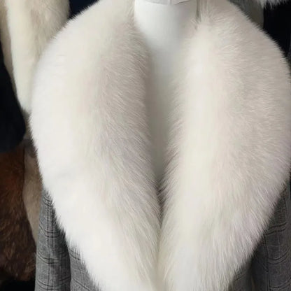 Winter Real Fox Fur Collar Woman Furry Natural Raccoon Fur Scarf Shawls Luxury Neck Warmer Wraps For Coat Fur Scarves Large Size