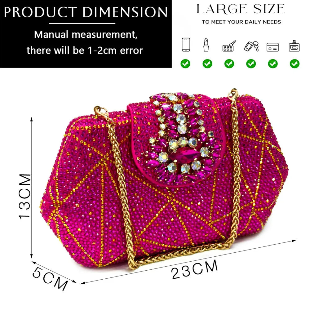 Women's Evening Clutch Bag Party Purse Luxury Wedding Clutch For Bridal Exquisite Crystal Ladies Handbag Apricot Green Wallet