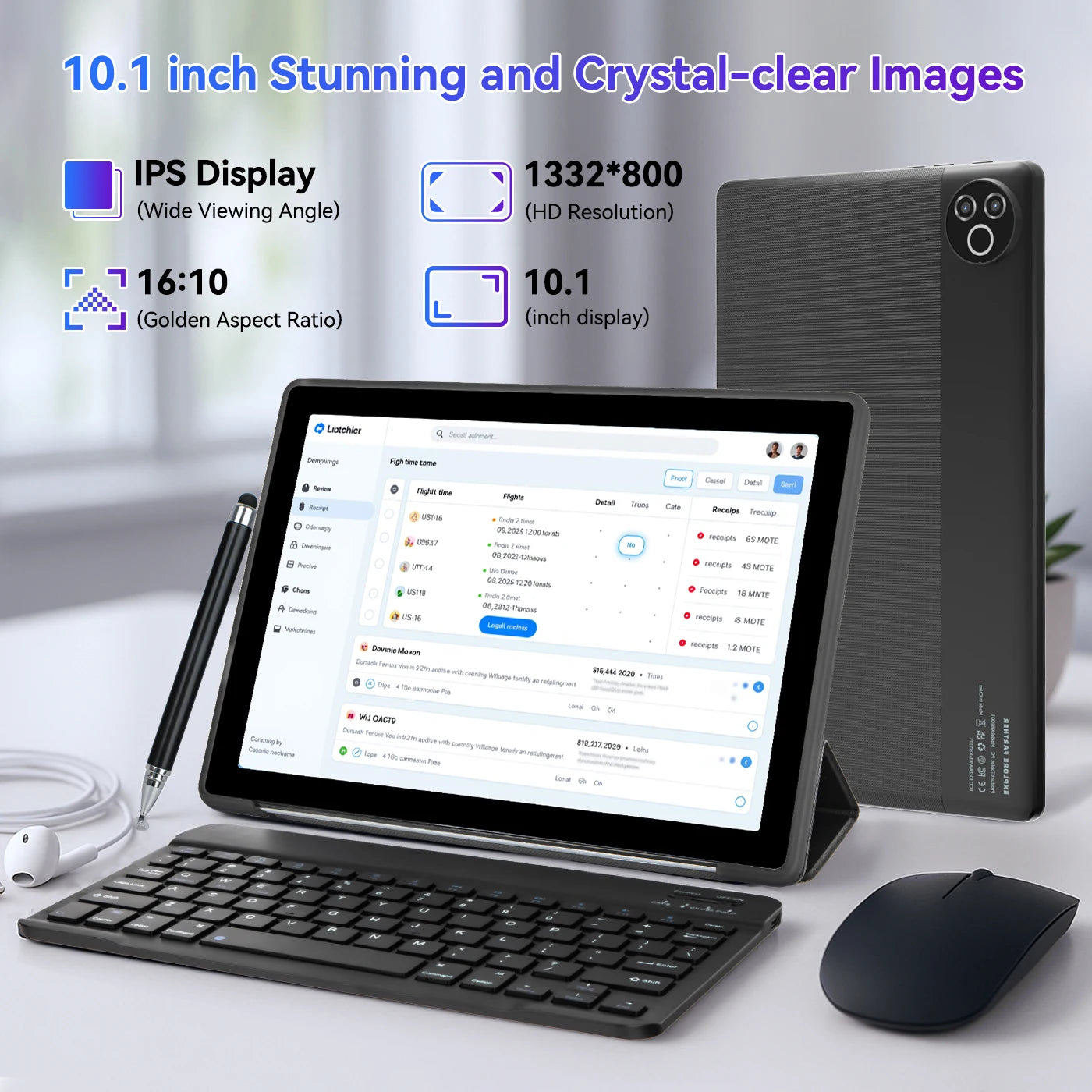 URAO 10 Inch Android 15 OS GMS Certified Tablets 1.8GHz 20GB RAM 64GB ROM 1TB Expandable HD IPS Touch Screen Dual Camera PC PAD