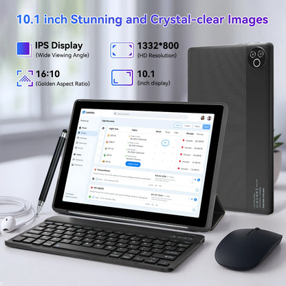 URAO Android 15 Tablet 10.1 Inch 20GB RAM 64GB ROM 5-core Dual Camera Tablets PC Set Keyboard/Case/Mouse/Stylus/Headphone
