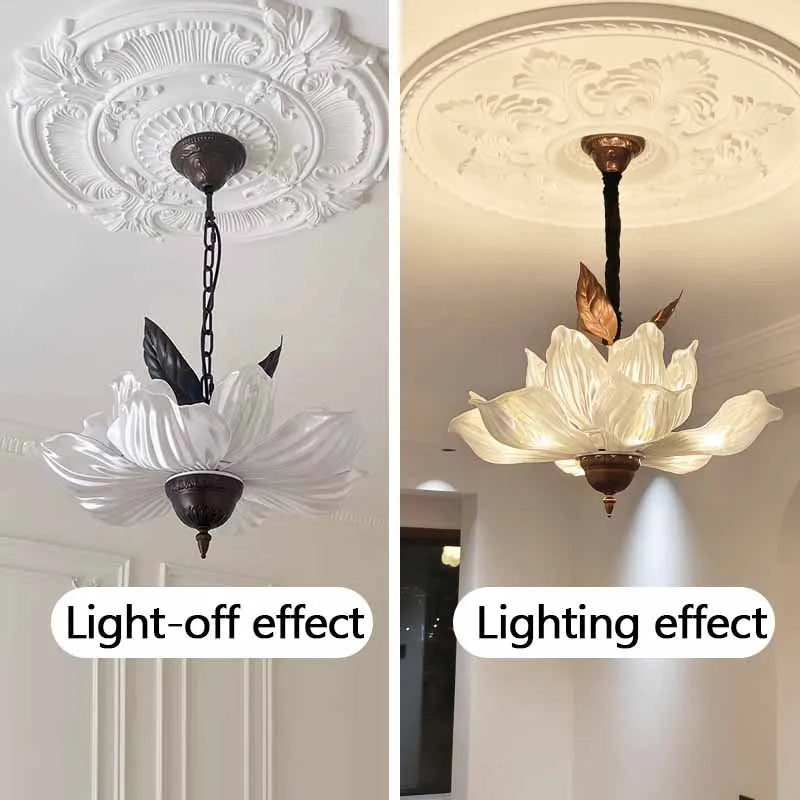  Flower Petal Pendant Light Medieval Style Chandelier Retro Tricolor Lights Interior Restaurant Living Room Bedroom Lighting