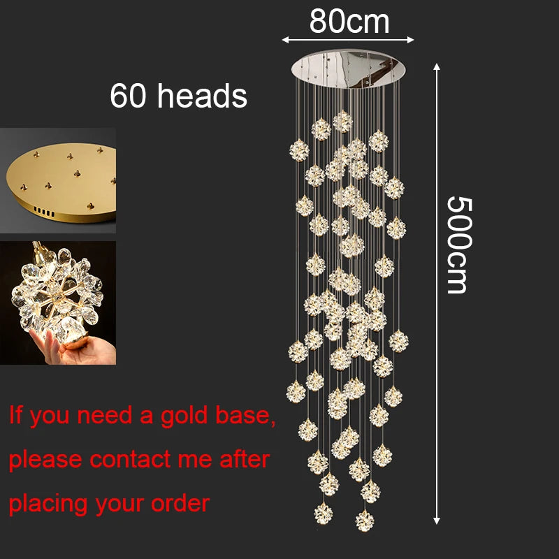 Modern Crystal stair chandelier lights indoor lighting Ceiling lamp hanging light led Chandeliers for living room indoor lightin