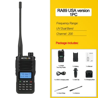 Retevis RA89 Walkie Talkie IP68 Usb-C Long Range Walkie Talkies FM VHF Ham Radio for Camping Hunting Emergency Rescue