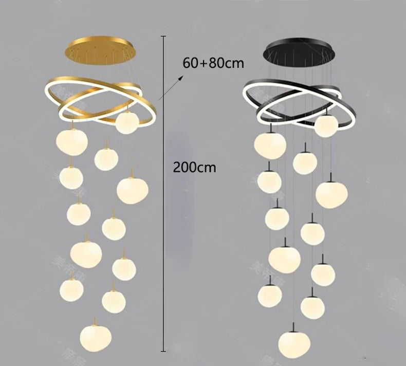 Modern Home Decor LED Lights Pendant Light Lamps for Staircase Chandeliers for Living Room Hanging Light Indoor Lighting
