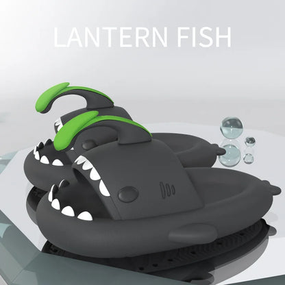 4cm Thick Sole Shark Slippers For Women Men Indoor Beach Slides Cute DIY Night Glowing Lantern Couples Summer Street Sandals