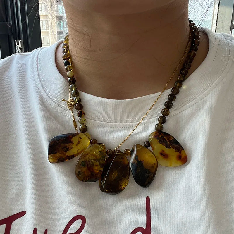 Big New Natural Amber Necklace for Gift European Baltic Original Beads Gogerous 100% Original Real Jewelry Supplier Wholesale