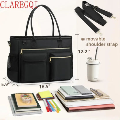 Fashionable large capacity commuting business teacher storage computer official documents women's handheld handbag reusable