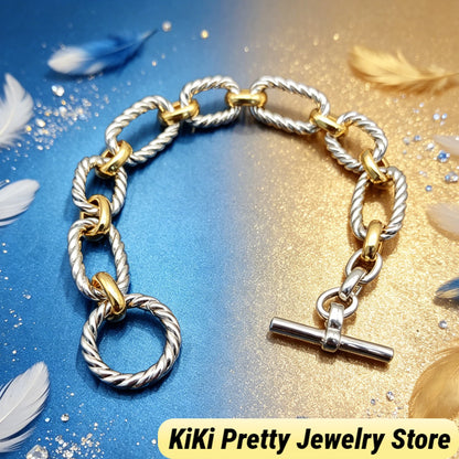 2026 New Dav High-Quality Bracelet Luxury Polished Gold Silver Tone Chain Bracelet Exquisite Craft Wrist Bangle for Formal Dinner & Dating