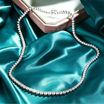 3 Claw D VVS1 All Moissanite Tennis Necklace for Women Men S925 Sterling Silver 18k White Gold GRA Certified Wedding Necklaces