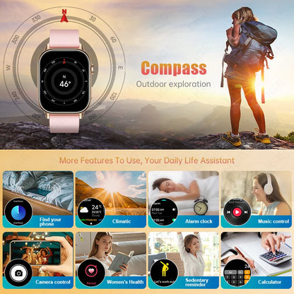 LIGE 2026 For Android IOS GPS Smart Watch Women 2.01" HD Screen Heart Rate Bluetooth Call Compass IP68 Waterproof Men Smartwatch