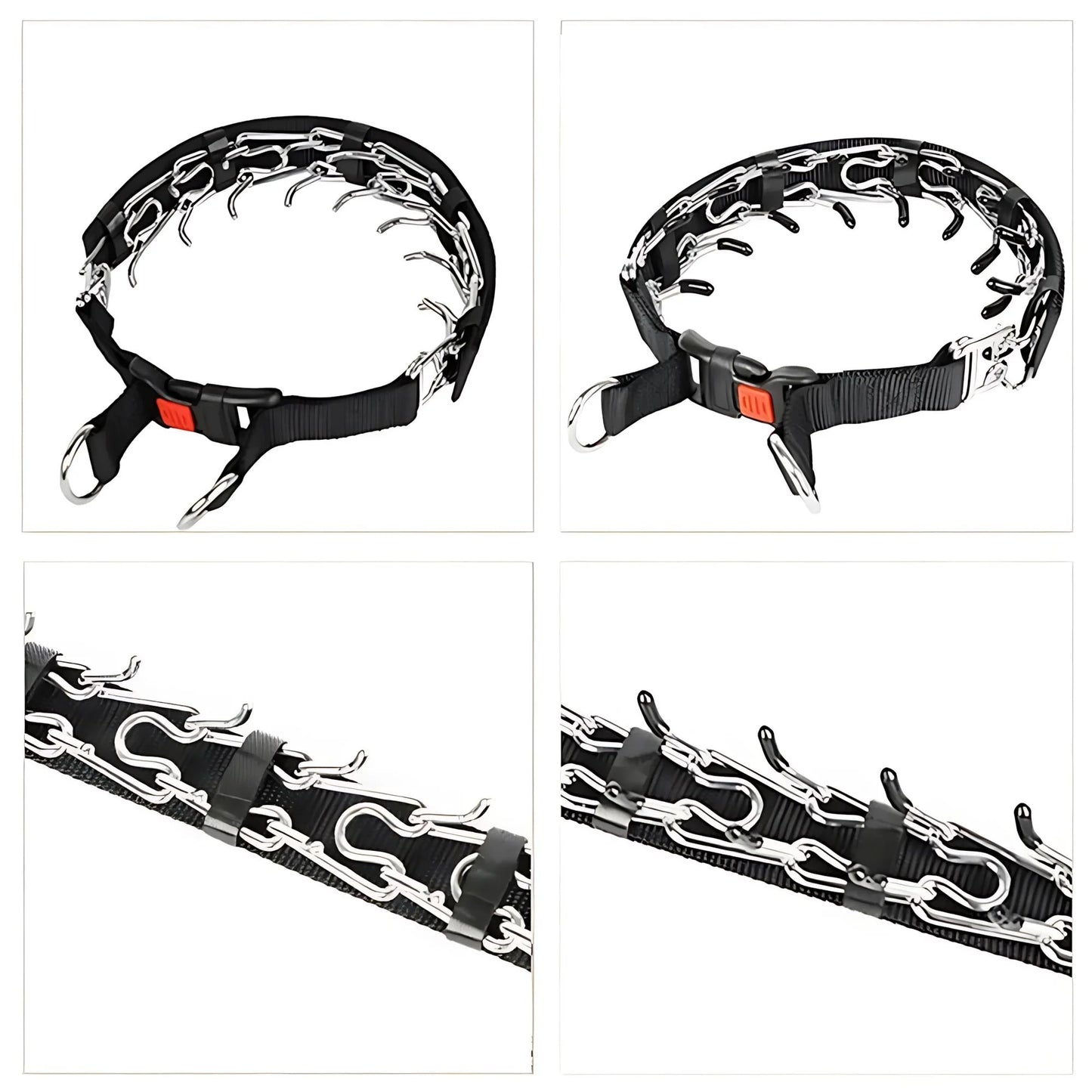 Dog Prong Training Collar - Choke Pinch Collar with Rubber Comfort Tips, Quick Release Snap Buckle