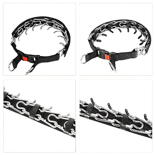 Dog Prong Training Collar - Choke Pinch Collar with Rubber Comfort Tips, Quick Release Snap Buckle