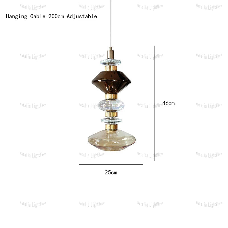 Creative Design Trendy Modern Glass Lamp Modern Home Decor Living Room Pendant Lights LED Foyer Hanging Lamp Long Table Lustre