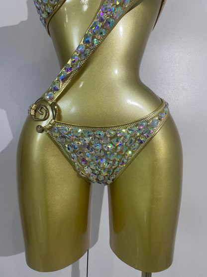 Sexy Sparkly Diamonds Swimsuit Bar Bikini 2026 Fashion Women Crystal Handmade One-piece Bodysuit Swimsuit Stage Photoshoot Wear
