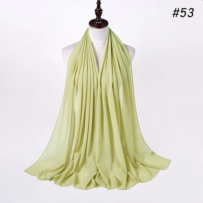Muslim Chiffon Hijab Women Bubble Chiffon Scarf For Women Ladies Veil Muslim Islam Solid Color Malaysia Musulman Wrap Scarves