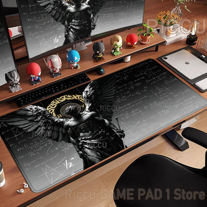 Black Majestic Sculpture Mouse Pad Large Desk Accessories Desk Pad Rubber Base Edge Mousepad Non-Slip Mousepad for Office