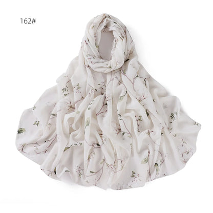 66 Colors Pearl Chiffon Printed Hijab Scarf New Fresh Small Floral Polka Dot Sunscreen Silk Scarf Shawl Turbans for Women Hijabs