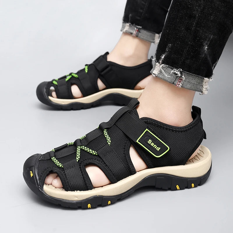 Mens Sandals Breathable Summer Outdoor Anti Slip Wear-resistant Soles Casual Shoes Youth Walking Lightweight Beach Wading Shoes