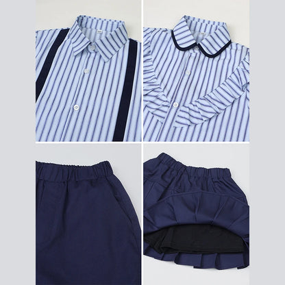 3 Pcs/set British Style Children Summer School Uniform Student Girl Pleated Skirts JK Suit Boys Shirt Shorts Performance Costume