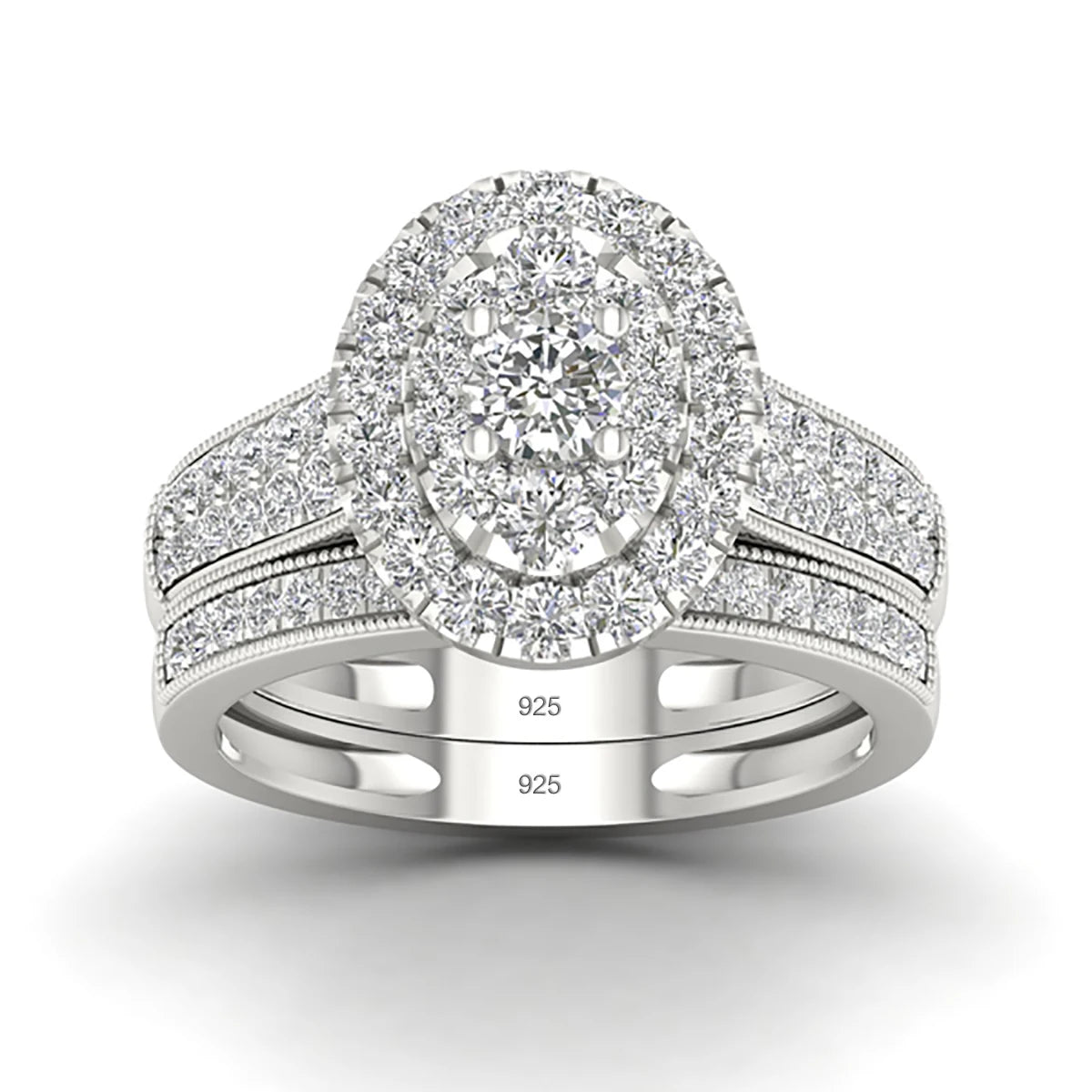 Luxury Fancy Engagement Moissanite Rings 2 Piece Solid Sterling Silver 925 Wedding Jewelry For Woman Diamond Girl Gift Certified