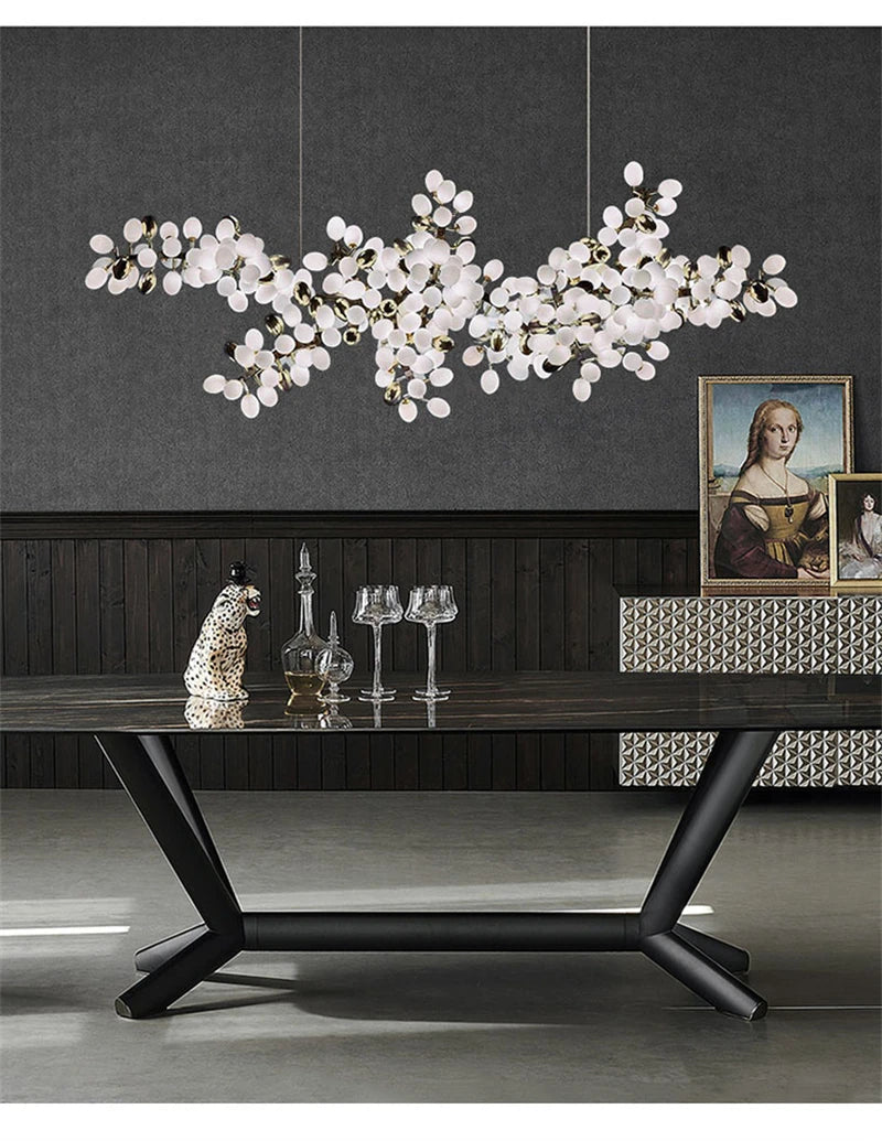 Nordic Luxury Grapes Bunch Hanging Chandelier Lamp for Dining Room Living Room Loft Villa Hotel Hall Decor Pendant Lights
