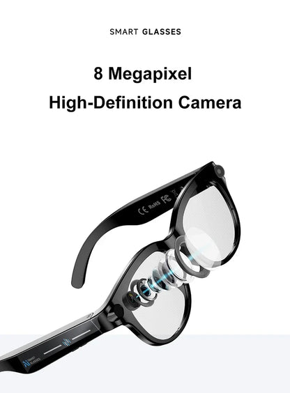 New Smart AI Glasses 800W Shooting Camera HD Photo Video Voice Call Translation Waterproof Bluetooth AI Motorcycle Glasses