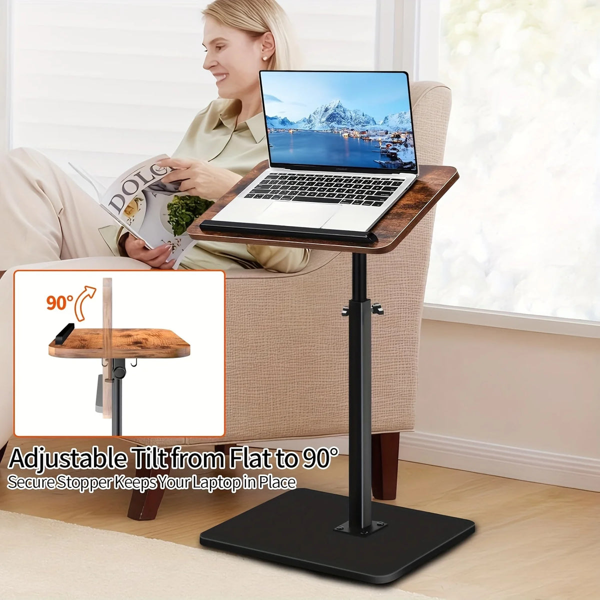 Office Desk & Computer Workstation — A Portable, Adjustable Side Table/Folding Desk Suitable for Home Offices, Coffee Tables, Bedside Use, and Sofas; Ideal for Office Reception Areas, Workspaces, and as a Gift for Holidays