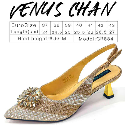 Newest Arrivals Special Design Silver Color African Women Shoes and Bag Set Pointed Toe Pumps for Wedding Party