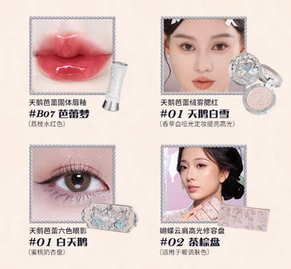 Flower Knowledge Swan Ballet Eyeshadow Lip Glaze Angel Lipstick Midsummer Night Blush Grooming Plate Set