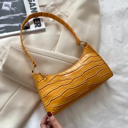 Retro Alligator Pattern Female Small Handbags and Purse Armpit  Shoulder Bags High Quality PU Leather Ladies Clutch Totes Bag