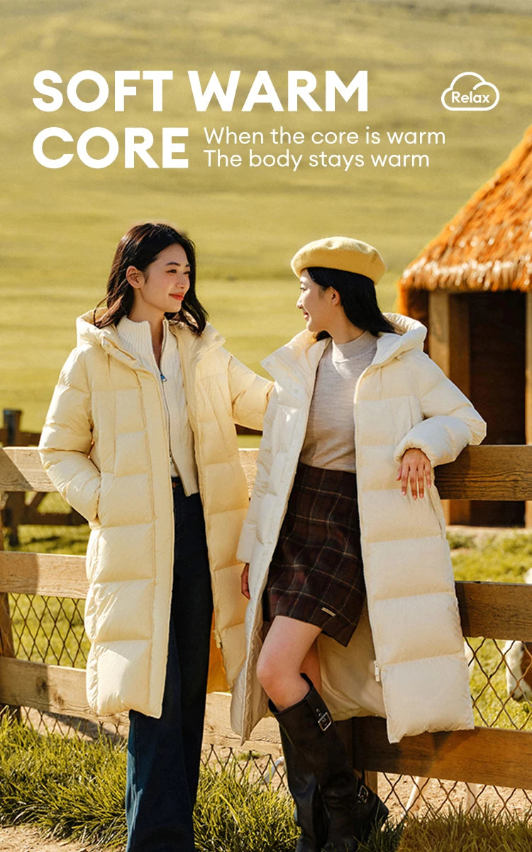 Semir Down Jacket Women Long Length Waterproof Coat 2026 Fashion Winter New Loose Hooded Coat Simple Down Jacket Woman