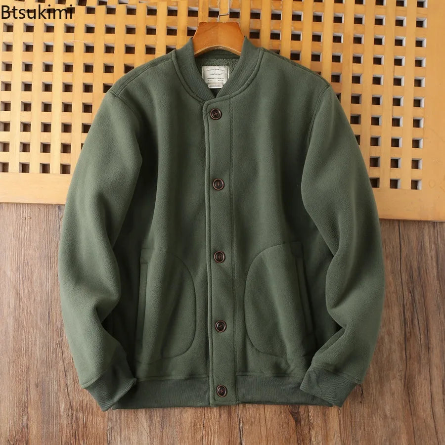 Winter New Men's Baseball Coats Double-sided Polar Fleece Soft Warm Men Jackets Thicken Casual Windbreak Outwear Male Streetwear