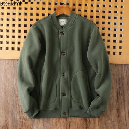 Winter New Men's Baseball Coats Double-sided Polar Fleece Soft Warm Men Jackets Thicken Casual Windbreak Outwear Male Streetwear