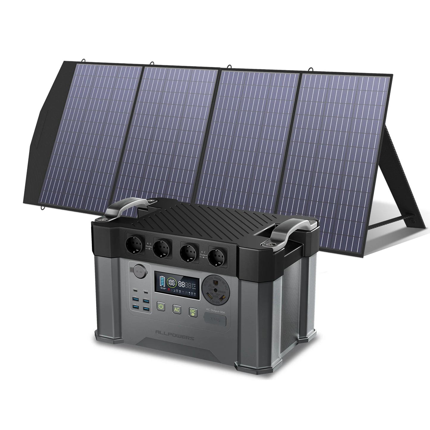 ALLPOWERS S2000 PRO Solar Generator 2400W Power Station & SP027 100W / SP033 200W Folable Solar Panels solar Charger for Camping
