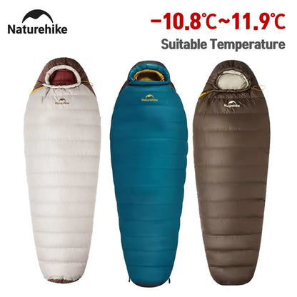 Naturehike SnowBird Down Sleeping Bag Ultralight Waterproof Mummy Sleeping Bag Winter Duck Down Sleeping Bag SP400 SP700 SP1000