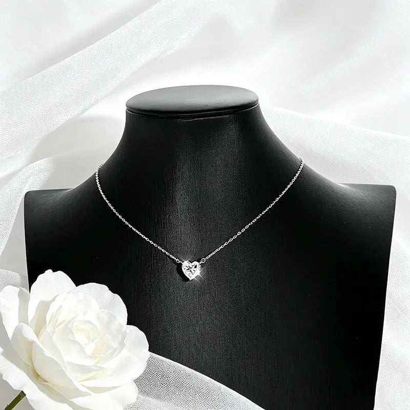 Smyoue 1CT 2CT 3CT Heart Cut Certified Moissanite Necklace for Women 18k Gold Plated Jewelry Sterling Silver S925 Pendant Chain