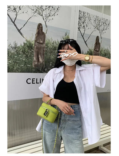 Women Square Handbags 2024 Summer Fashion Chains Crossbody Bags Texture PU Shoulder Bag Elegant Chic Mini Mobile Phone Bags