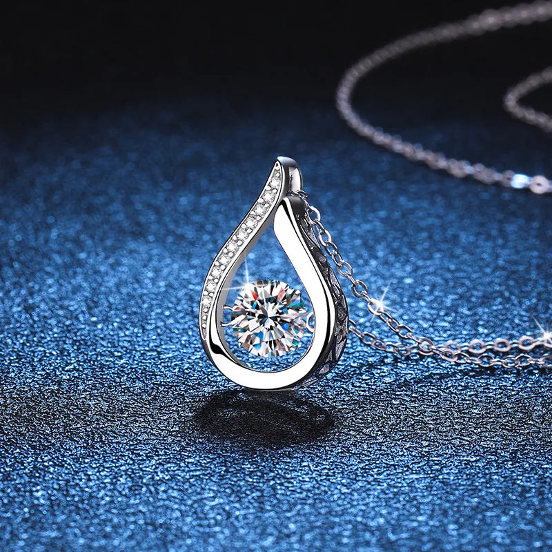 VVS1 D Color Moissanite Necklace For Women Fine Jewelry with GRA 925 Sterling Sliver Chain Plated 18k White Gold